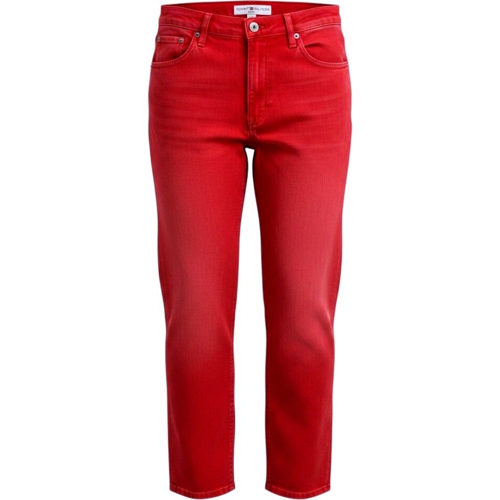 Tommy‎ Hilfiger Red High Waisted Straight Leg Denim Jeans Size 6